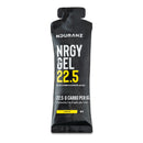 NDURANZ Nrgy Gel 22.5 lemon flavor energy gel packet with black packaging, bold white and yellow text on white background.